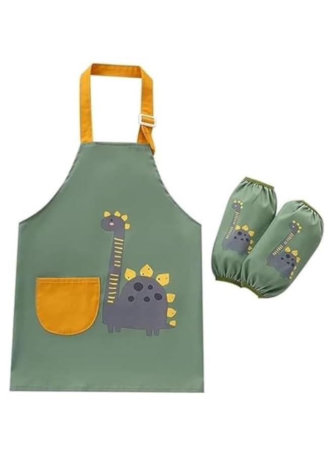 هوكور مجموعة مريلة رسم للاطفال الصغار مع جيب و2 كم، مريلة اطفال مقاومة للماء وقابلة للتعديل للحرف اليدوية واللعب في الماء وتناول الطعام والطبخ والرسم لعمر 3-6 سنوات للاولاد والبنات - Image 1