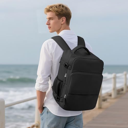 Sinaliy Travel Backpack Carry on Flight approved Travel Bag with MultiPockets Waterproof 173inch Laptop Backpack for Men Women Black - Image 3