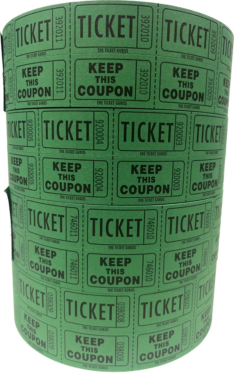 The Ticket Gurus-Raffle Tickets - 4 Rolls of 2000 Double Tickets 8,000 Total 50/50 Raffle Tickets-(4) Green Rolls - Image 5