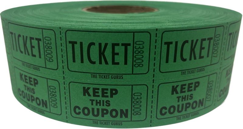 The Ticket Gurus-Raffle Tickets - 4 Rolls of 2000 Double Tickets 8,000 Total 50/50 Raffle Tickets-(4) Green Rolls - Image 2