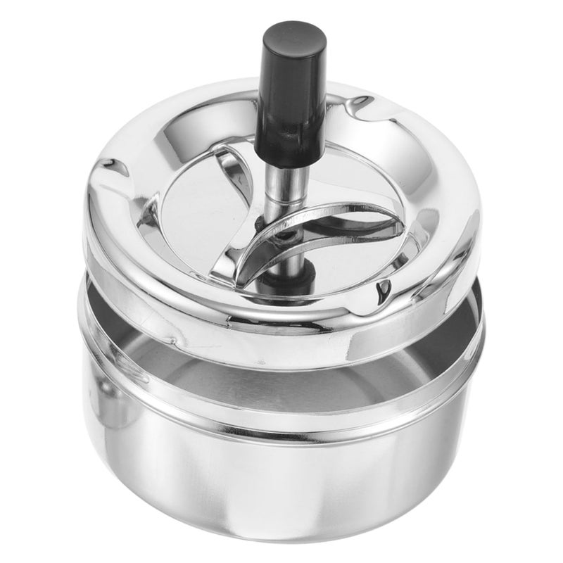 Stainless Steel Smokeless Ashtray Push Down Mechanism Indoor Outdoor Use - Image 2