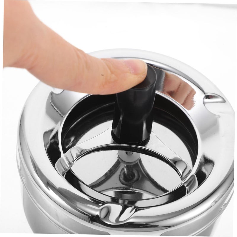 Stainless Steel Smokeless Ashtray Push Down Mechanism Indoor Outdoor Use - Image 4