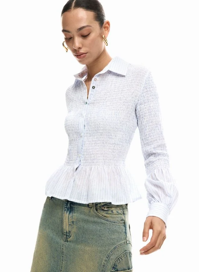 DESIGUAL Ruched Striped Shirt
