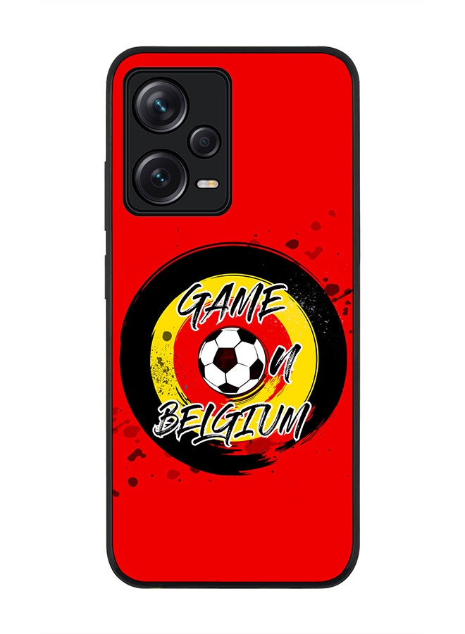 Stylizedd Rugged Black edge case for Redmi Note 12 Pro 5G Slim fit Soft Case Flexible Rubber Edges Anti Drop TPU Gel Thin Cover - Game on Belgium - Image 1