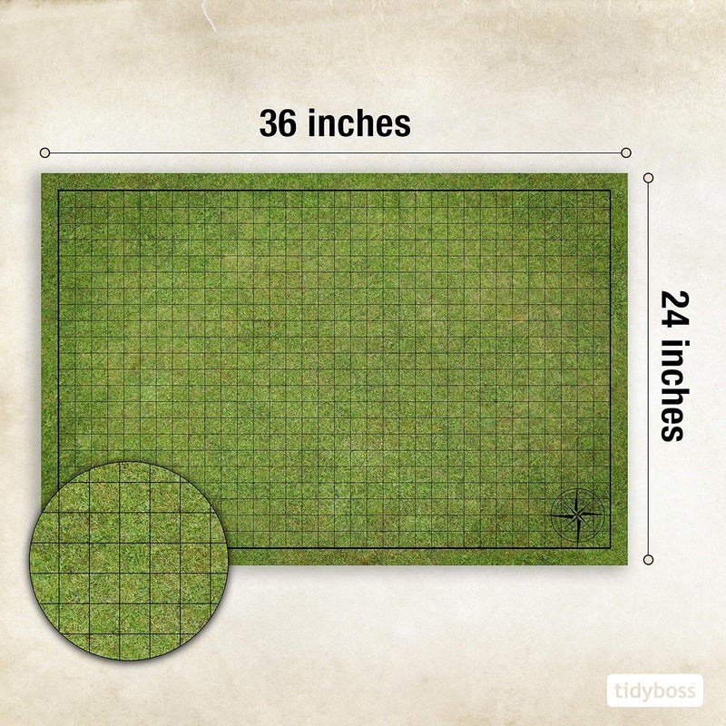 TIDYBOSS DND Starter Set | 3 X Double Sides 24x 36 Game Grid Mat | 6 Terrains Includes Dry Erase Markers, Eraser, Dice and Clips - Image 3