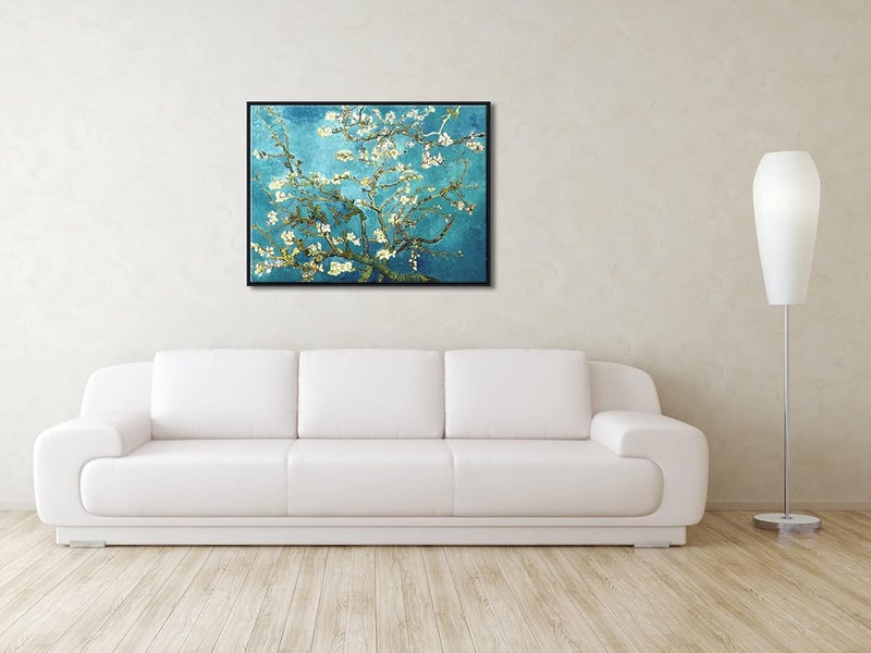 Pyradecor Large Black Framed Almond Blossom Famous Oil Paintings Reproduction Canvas Prints by Van Gogh Floral Pictures on Canvas Wall Art for Home Office Decorations - Image 2