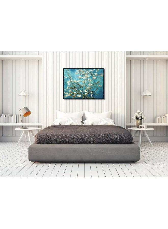 Pyradecor Large Black Framed Almond Blossom Famous Oil Paintings Reproduction Canvas Prints by Van Gogh Floral Pictures on Canvas Wall Art for Home Office Decorations - Image 3
