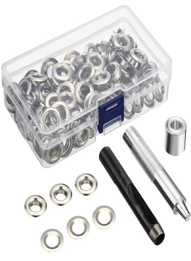 Pangda 100 Sets Grommet Eyelets Kit With Setting Tool and Storage Box for Fabric, Tarps, Curtains - Image 1