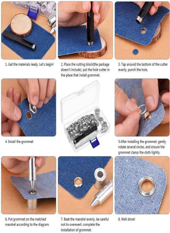 Pangda 100 Sets Grommet Eyelets Kit With Setting Tool and Storage Box for Fabric, Tarps, Curtains - Image 2