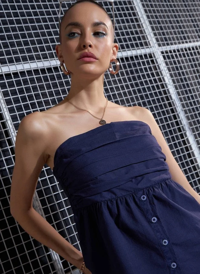 SASSAFRAS Purple Off-Shoulder Smocked Tube Top for Women