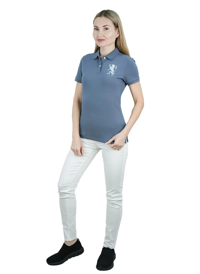 GIORDANO  Women's Cotton Lycra 3D Lion Embroidery Polo for Women | Best Price UAE