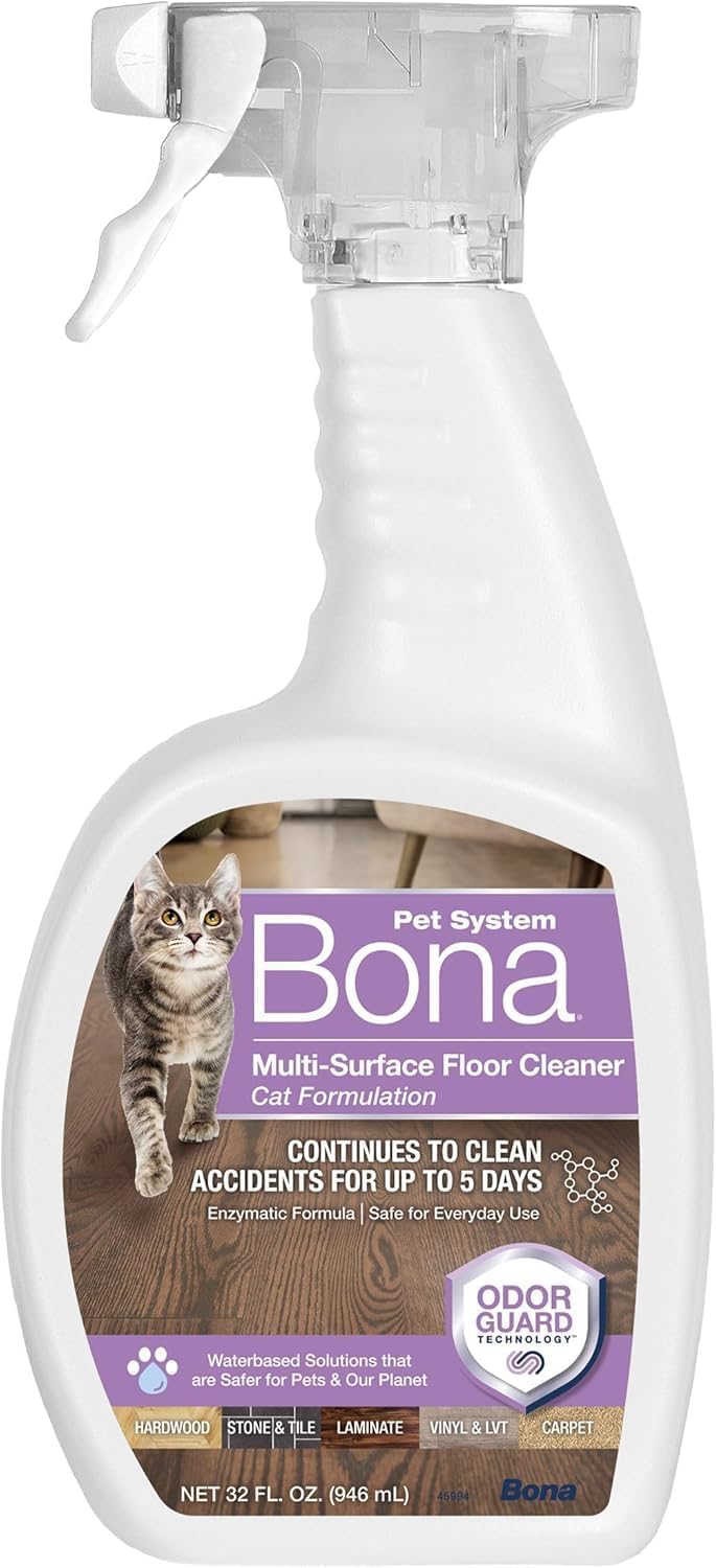 Bona Pet Spray Odor Eliminator, Cat Formulation, 32 fl oz, Safe for Carpets and Multi-Surface Floors - Image 1