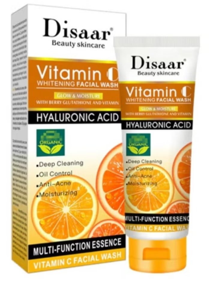 Disaar Facial Wash Natural Organic Vitamin C Hyaluronic Acid Cleanser Whitening Face Wash 100g - Image 1