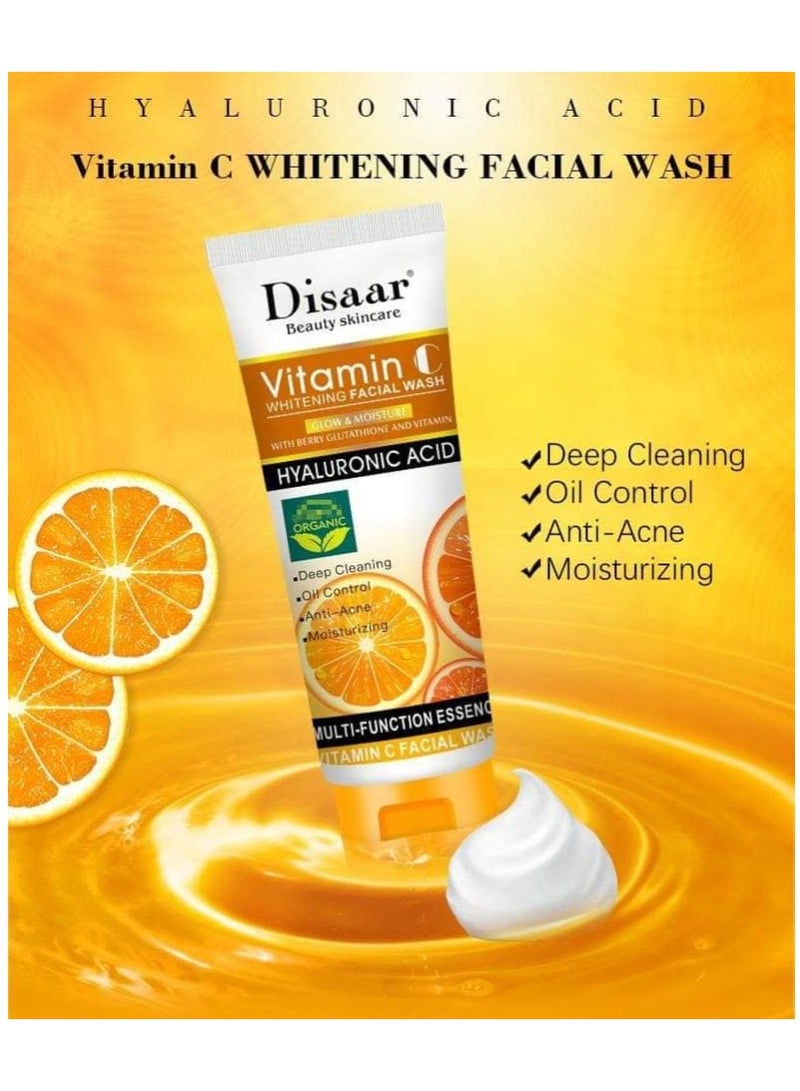 Disaar Facial Wash Natural Organic Vitamin C Hyaluronic Acid Cleanser Whitening Face Wash 100g - Image 4
