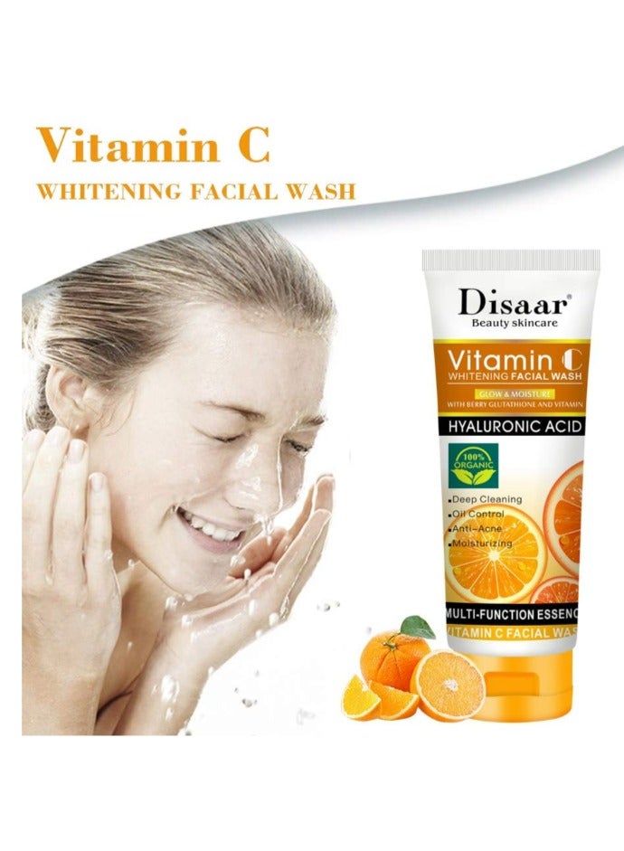 Disaar Facial Wash Natural Organic Vitamin C Hyaluronic Acid Cleanser Whitening Face Wash 100g - Image 5