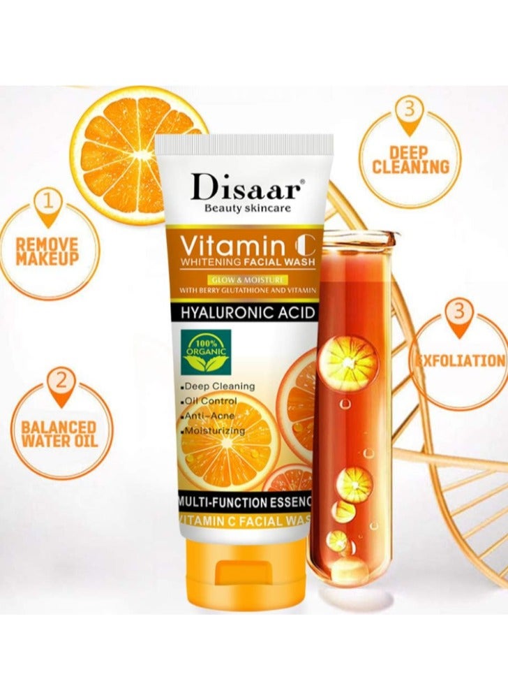Disaar Facial Wash Natural Organic Vitamin C Hyaluronic Acid Cleanser Whitening Face Wash 100g - Image 2