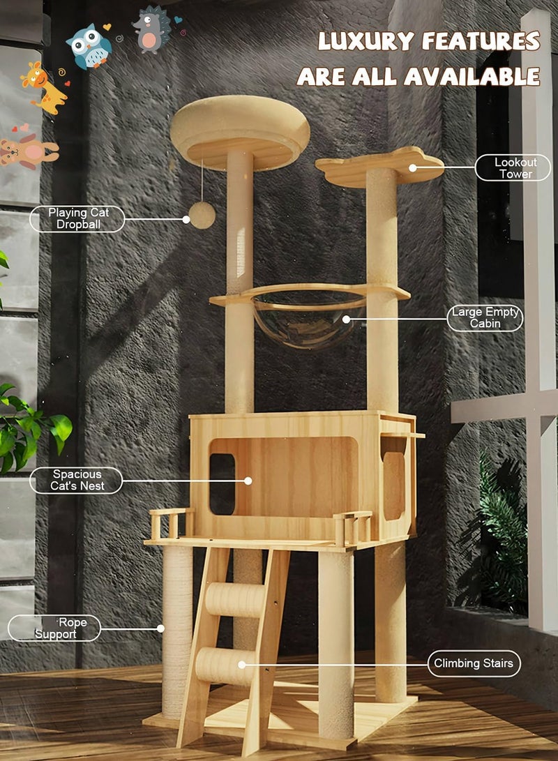 Cat Tree Tower With Climbing Frame With Transparent Capsule - Image 3