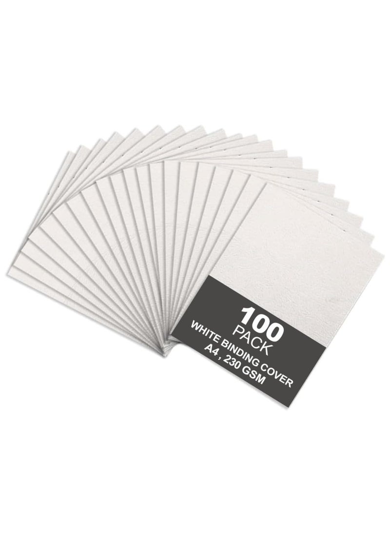 MARKQ [100 Pack] White Binding Cover [A4] 230 GSM – Durable Protective Sheets for Presentations, Reports, and Documents – Compatible with Comb & Wire Binding Machines  - Image 1
