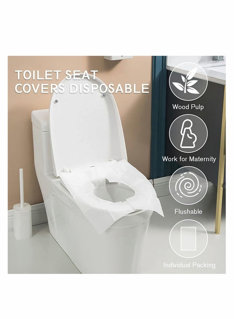Excefore Toilet Seat Covers Disposable, 50-Count Flushable Paper Travel Toilet Seat Covers, Great Biodegrable Accessories for Public Restrooms, Airplane, Camping  - Image 2