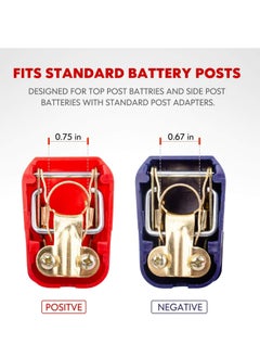 Oasisgalore Universal Battery Terminal Connectors Clamps，Top Post Battery Terminals ,Negative and Positive,Fit for Car, Van and More  - Image 2