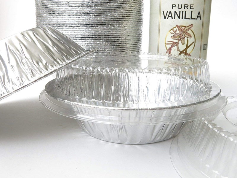 Safca KitchenDance Disposable Aluminum Foil Tart Pan with Lid  5 Aluminum Foil Individual Pie Pans Mini Pie Pans Pot Pie Tins Baking Pan Perfect for Pies Cobblers  501P 100