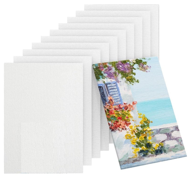 لوحة قماش للرسم ، قماش 10 حزمة للرسم 8x10inch القطن Primed حمض مجاني لوحات قماش فارغ للعلامات ، طلاء الزيت ، الألوان المائية ، طلاء الأكريليك ، غواش وتمبيرا - Image 1
