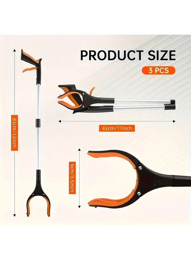 Orange 32 Inch Foldable Reach Grabber Tool 360 Rotating Magnetic Jaws Elderly Aid - Image 2
