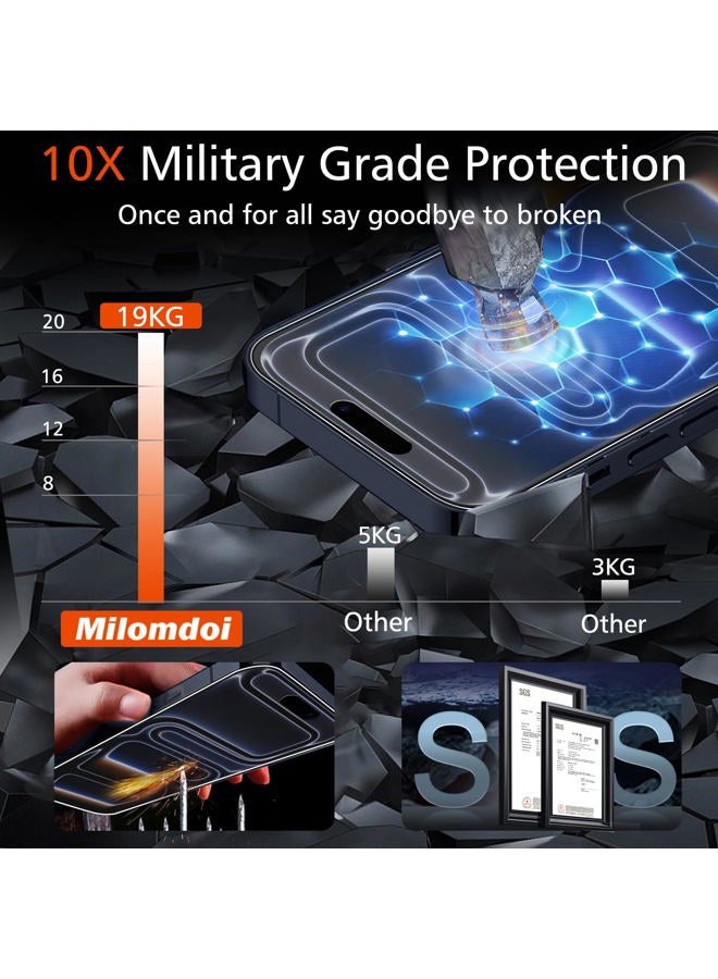 Milomdoi 3 Pack Matte Screen Protector for iPhone 6.3 Pro [Phone Case Friendly] 17 Tempered Glass Accessories Film, Shatterproof No Bubble, Easy Installation with Mounting Frame for Apple - Image 2