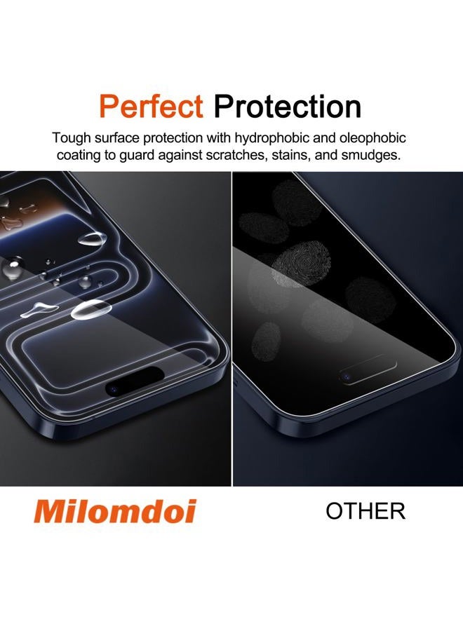 Milomdoi 3 Pack Matte Screen Protector for iPhone 6.3 Pro [Phone Case Friendly] 17 Tempered Glass Accessories Film, Shatterproof No Bubble, Easy Installation with Mounting Frame for Apple - Image 4