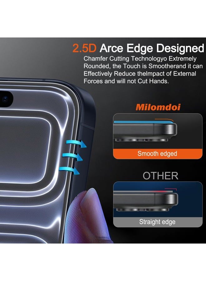 Milomdoi 3 Pack Matte Screen Protector for iPhone 6.3 Pro [Phone Case Friendly] 17 Tempered Glass Accessories Film, Shatterproof No Bubble, Easy Installation with Mounting Frame for Apple - Image 5