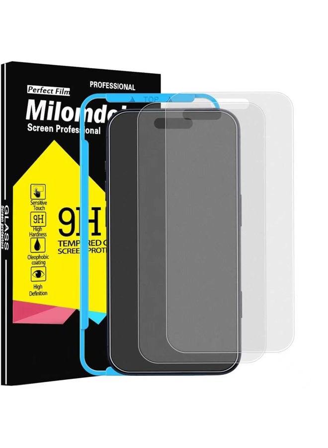 Milomdoi 3 Pack Matte Screen Protector for iPhone 6.3 Pro [Phone Case Friendly] 17 Tempered Glass Accessories Film, Shatterproof No Bubble, Easy Installation with Mounting Frame for Apple - Image 1