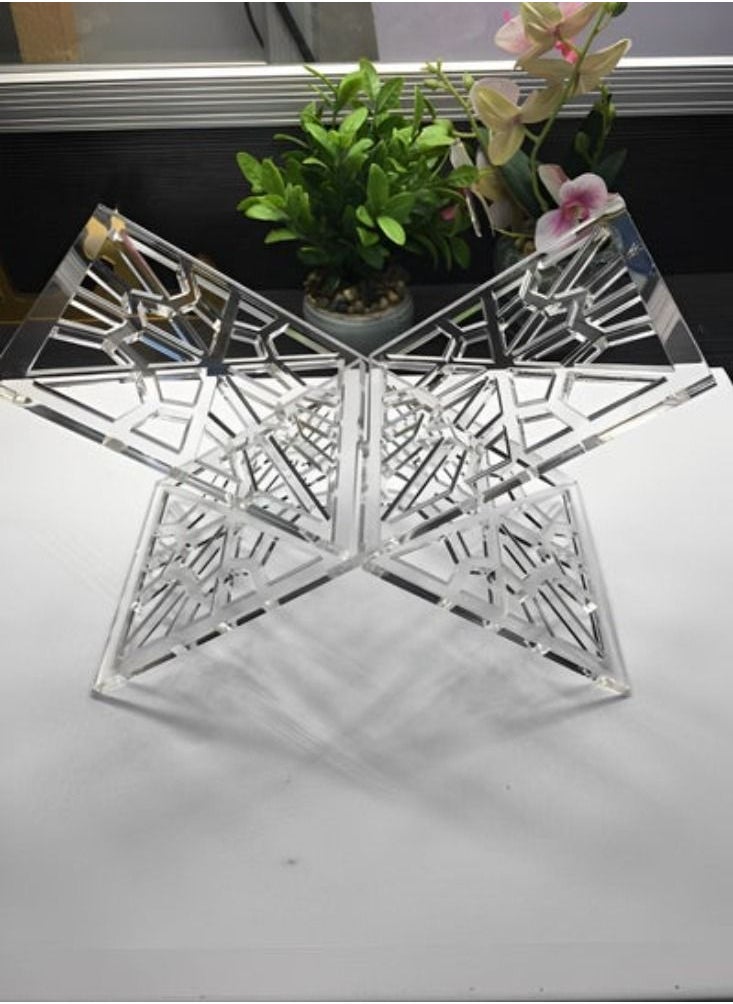 Generic - Acrylic Quran (Rail)Stand Holder for Reading X- shaped Clear Book Stand for Open and Closed Books - Image 1