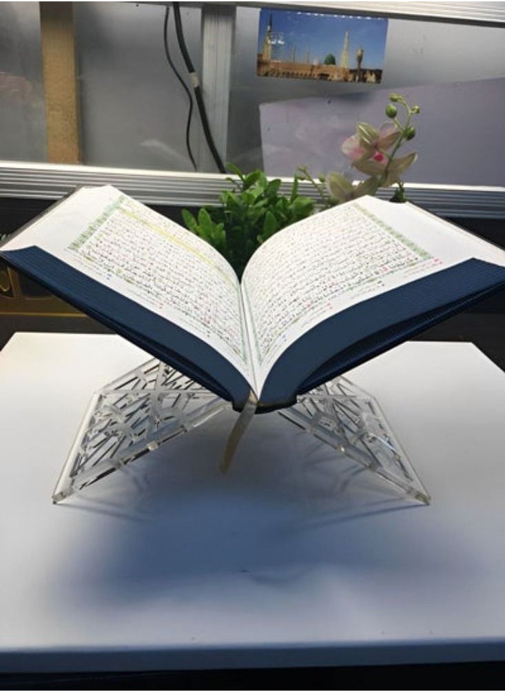Generic - Acrylic Quran (Rail)Stand Holder for Reading X- shaped Clear Book Stand for Open and Closed Books - Image 1