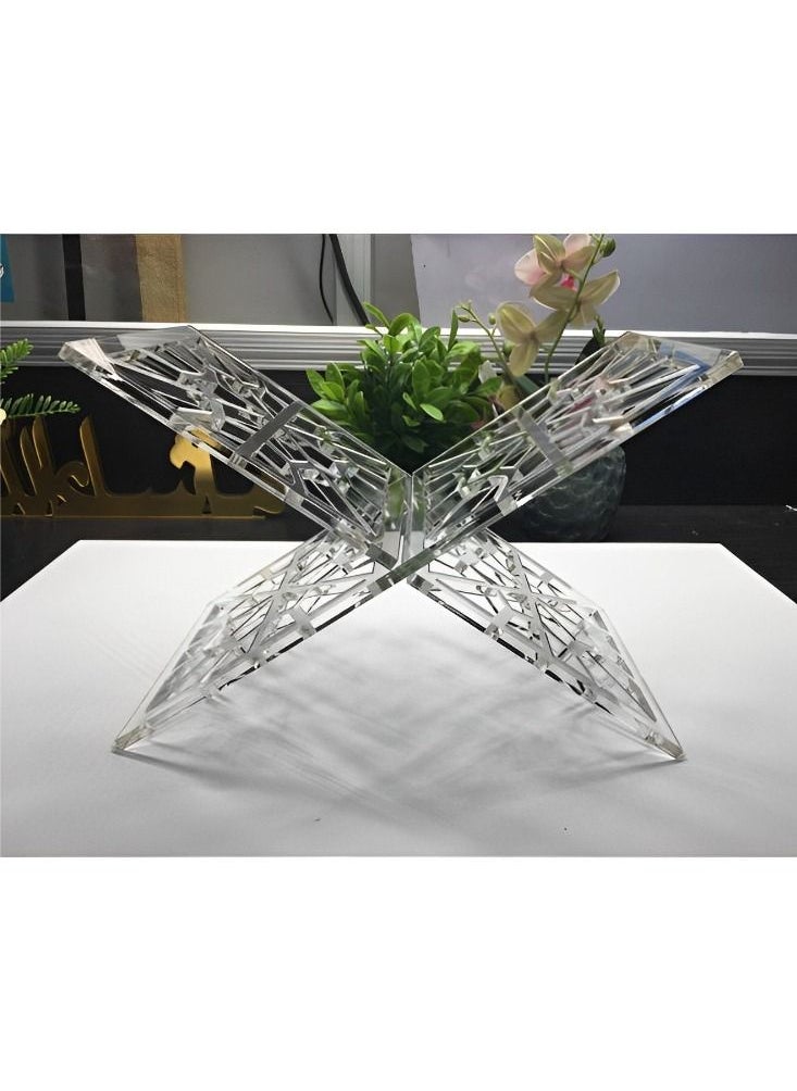 Generic - Acrylic Quran (Rail)Stand Holder for Reading X- shaped Clear Book Stand for Open and Closed Books - Image 1