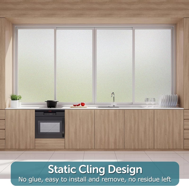 BPA ® Frosted Window Privacy Film - Non Adhesive Static Cling glass Stickers Sun UV Blocking Heat Control Door Covering Decals for Home Office, 17.5 x 78.7 Inch - Image 3