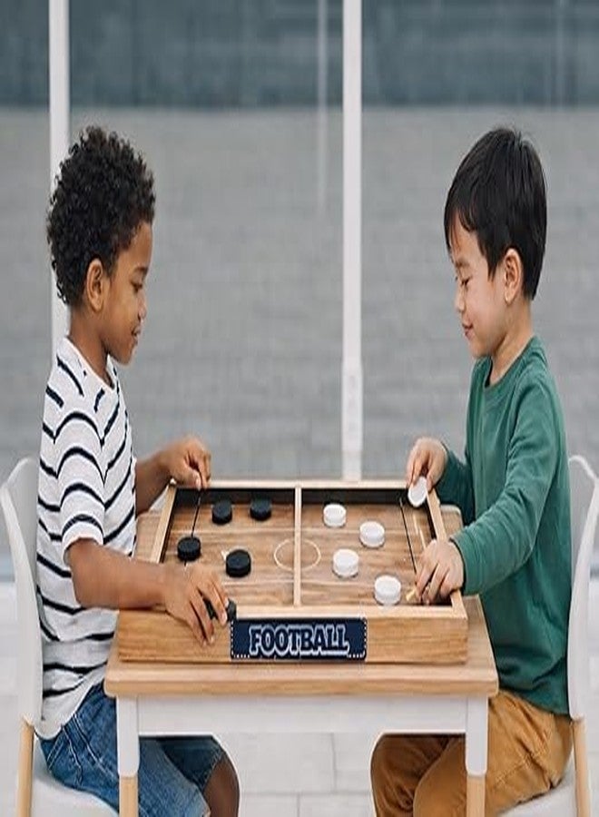 SAJEEVA 3-in-1 Wooden Board Game: Sling Puck, Ludo & Snakes and Ladders - Double-Sided Fast Finger String Hockey Game for Kids & Adults - Portable Family Party Game & Birthday Gift for Indoor Entertainment - Image 3