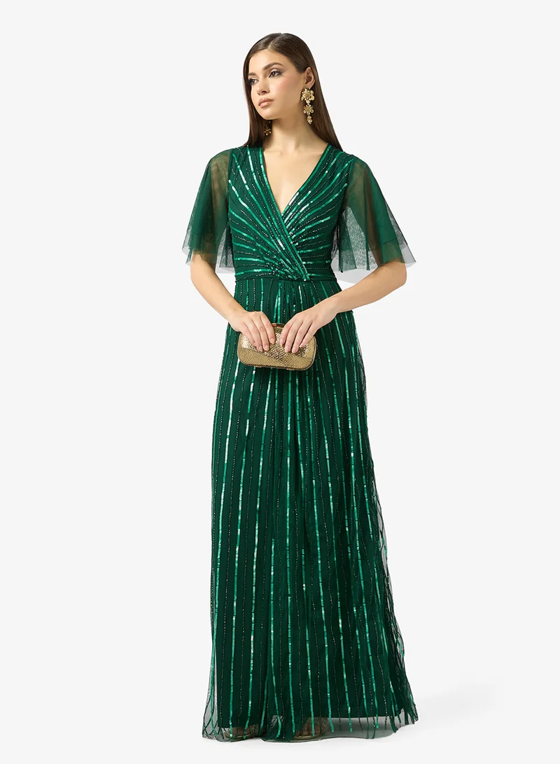 Amelia Rose  V-neck sequin maxi dress for Women | Best Price UAE