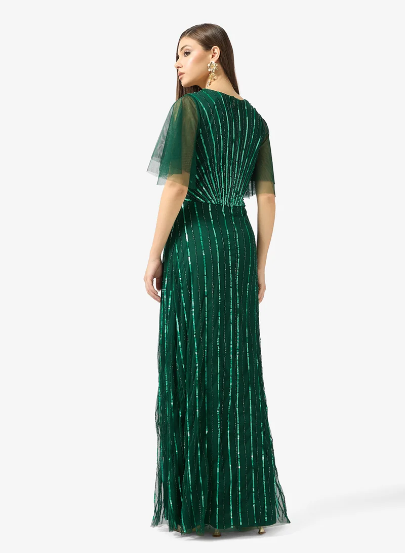 Amelia Rose V-neck sequin maxi dress