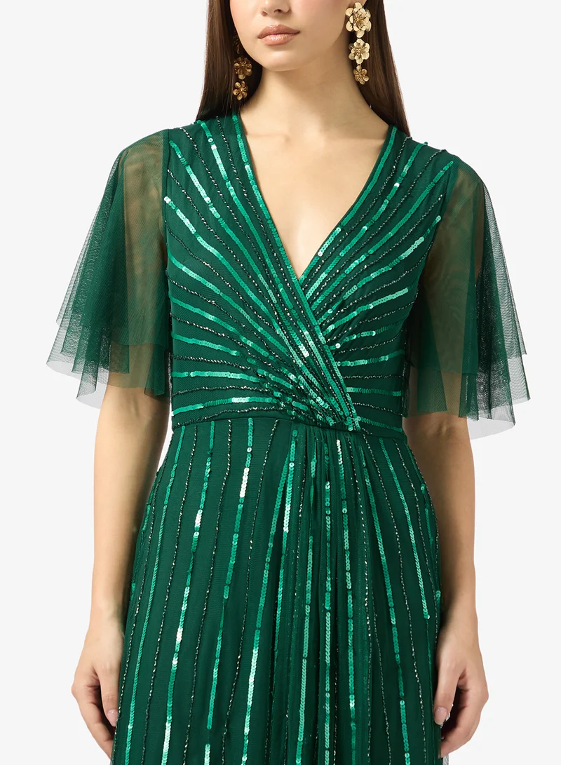 Amelia Rose  V-neck sequin maxi dress for Women | Best Price UAE