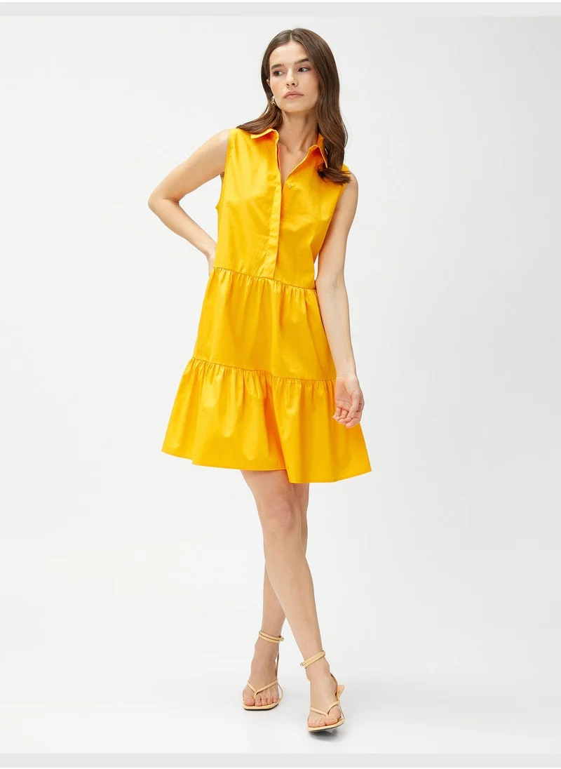 KOTON Cotton Tiered Shirt Dress