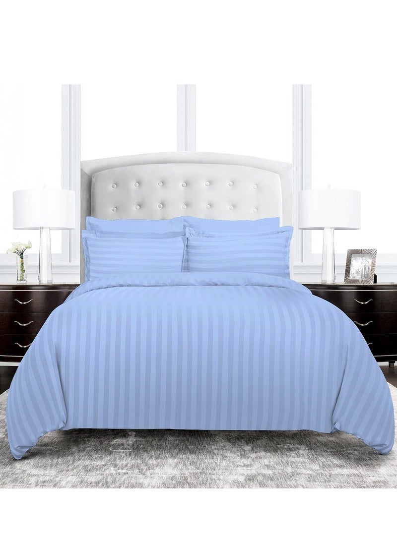 6-Piece Luxury King Size Cotton Bedsheet - Duvet Cover Set | 1 Fitted King size Sheet + 1 Quilt Cover + 4 Pillow Cases  - Image 1