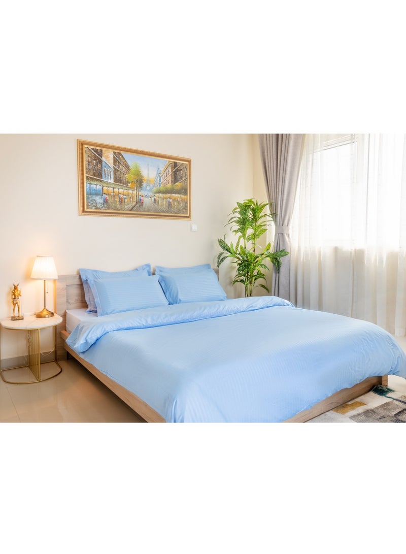 6-Piece Luxury King Size Cotton Bedsheet - Duvet Cover Set | 1 Fitted King size Sheet + 1 Quilt Cover + 4 Pillow Cases  - Image 5