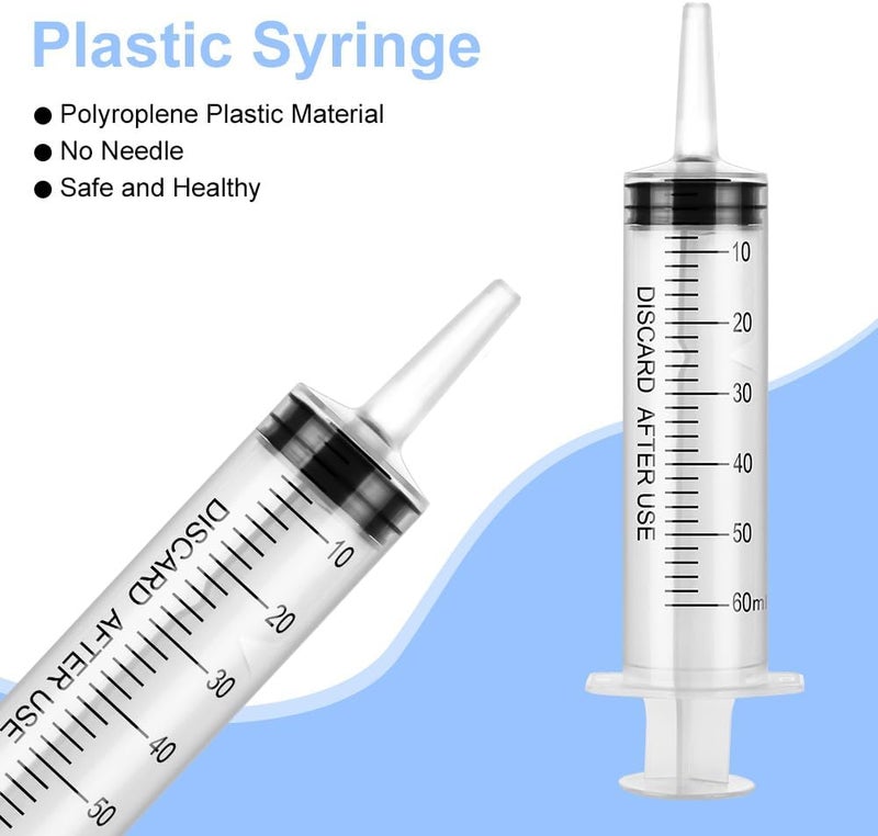 OFFCUP Plastic Syringe, 2 Pieces 60 ml Syringes Without Needle, Reusable Plastic Syringes, Syringe Dosing Machine for Feeding Small Pets, Artistic Painting, Glue Applicator - Image 3