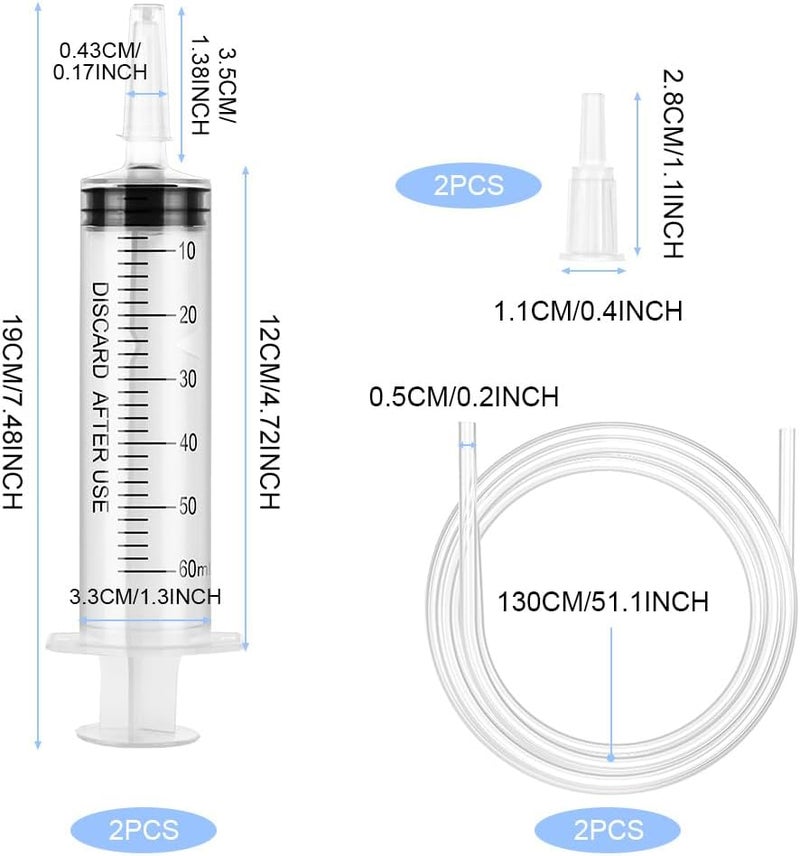 OFFCUP Plastic Syringe, 2 Pieces 60 ml Syringes Without Needle, Reusable Plastic Syringes, Syringe Dosing Machine for Feeding Small Pets, Artistic Painting, Glue Applicator - Image 2