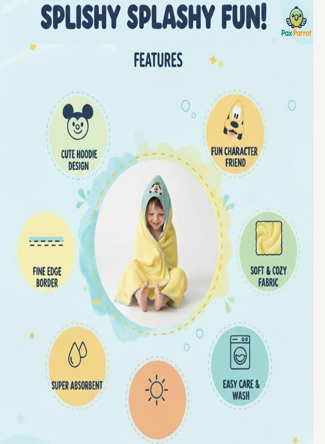 PAX PARROT Ultra-Soft Baby Hooded Towel – Coral Velvet Wrap Your Little One in Softness and Joy, Hypoallergenic & Super Absorbent Bath Wrap for Newborns & Toddlers |Cute Animal Design(0–5 Years)(Yellow&BLue) - Image 3