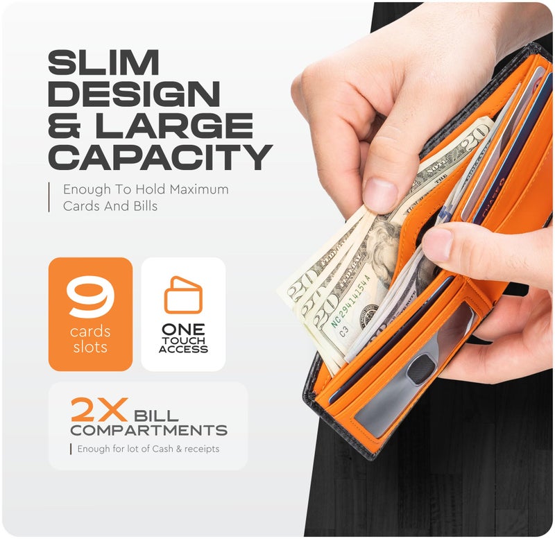 Claasico Men’s Bifold Wallet for Men – Genuine Leather RFID Wallet, Slim Billfold Cardholder w/ID Window – Gift Box Included - Image 3