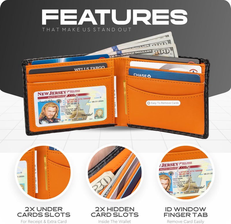 Claasico Men’s Bifold Wallet for Men – Genuine Leather RFID Wallet, Slim Billfold Cardholder w/ID Window – Gift Box Included - Image 4