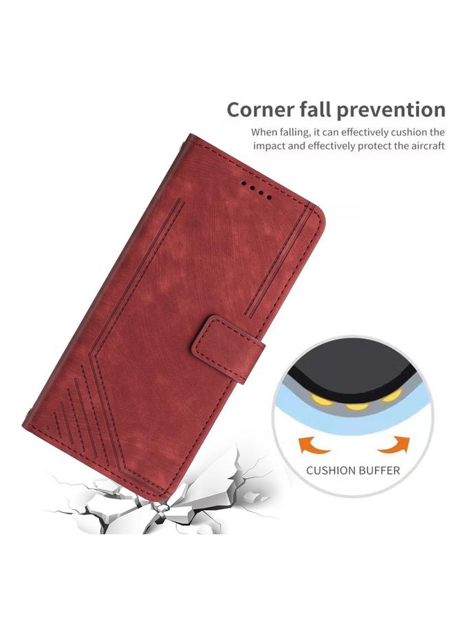 S-TOP Case For Samsung Galaxy S25 Ultra 5G Skin Feel Stripe Pattern Leather Phone Case with Long Lanyard - Image 5