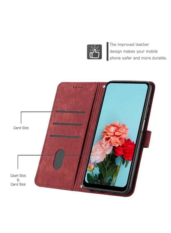 S-TOP Case For Samsung Galaxy S25 Ultra 5G Skin Feel Stripe Pattern Leather Phone Case with Long Lanyard - Image 4
