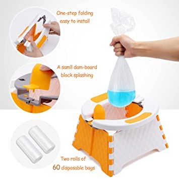 Dhadh Portable Potty Training Seat for Toddler| Kids Travel Potty | Collapsible Potty | Baby Potty Seat for Indoor and Outdoor (Orange) - Image 3